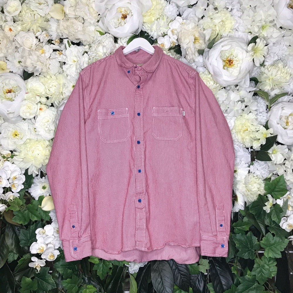 Anything Red & White Striped Button Shirt